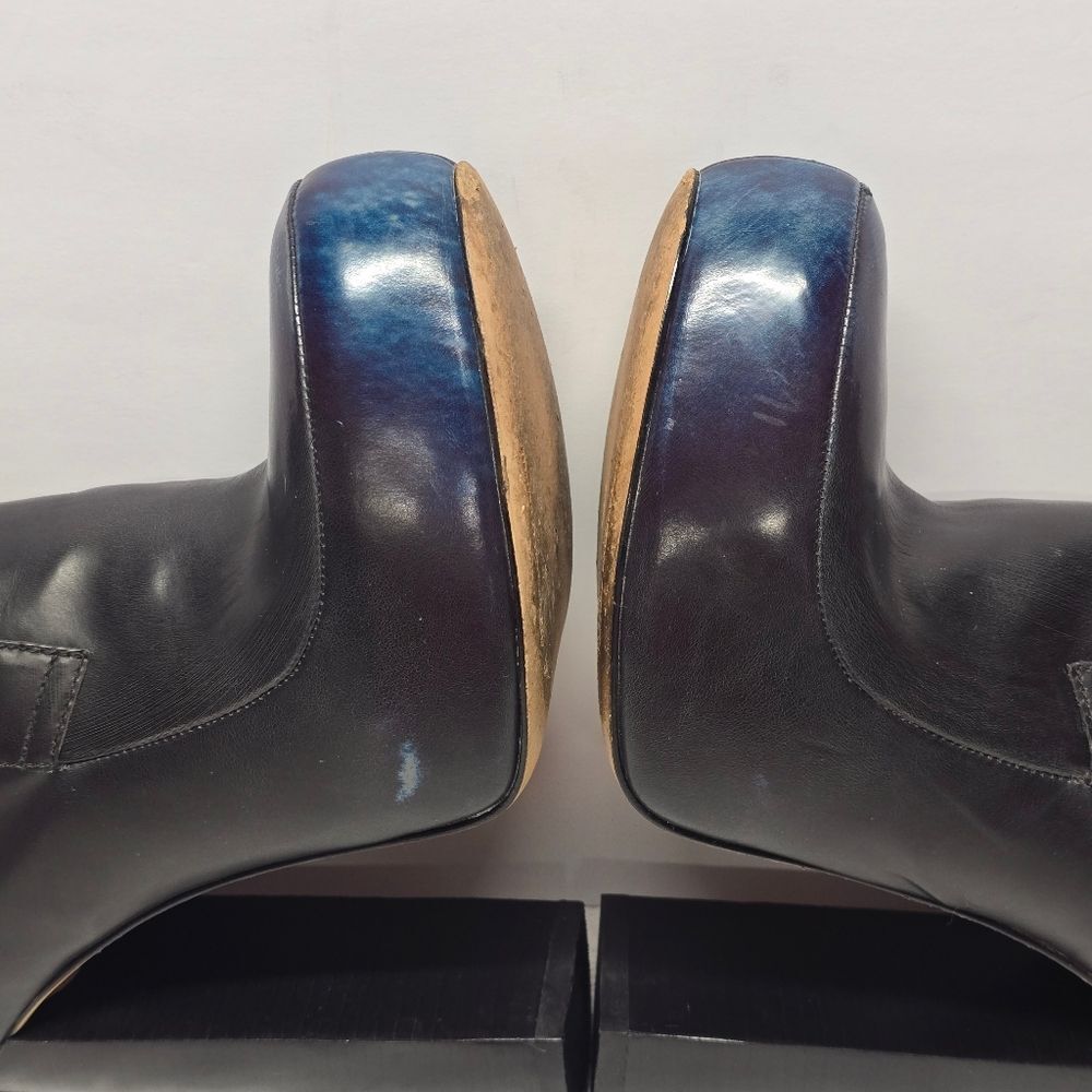 Alexander Wang Constance Black Leather Booties Blue Cast Died Toes Ultra High 8 - Picture 6 of 14